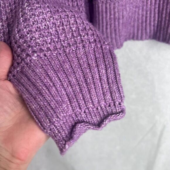 American Eagle Purple Mock Neck Relaxed Fit Chunky Knit Sweater Size Medium - Picture 2 of 9